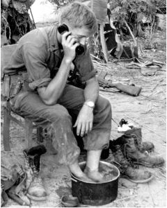 Vietnam: A Marine soaks his feet