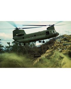Chinook flies in with supplies, 1968